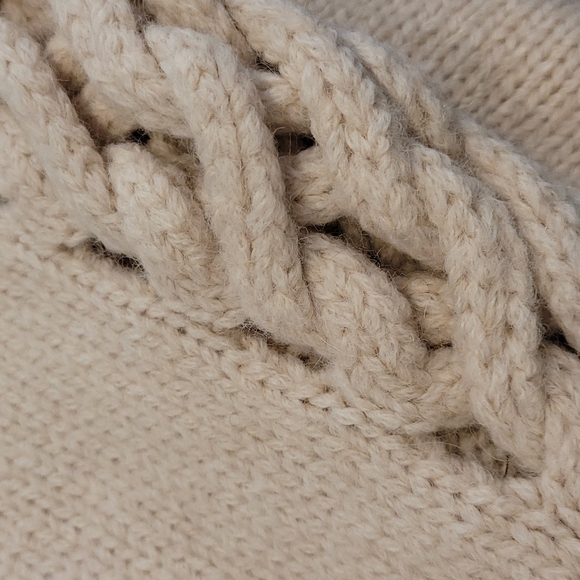 NWOT REBECCA TAYLOR Braided Sleeve Alpaca Sweater Beige Small - Picture 3 of 4